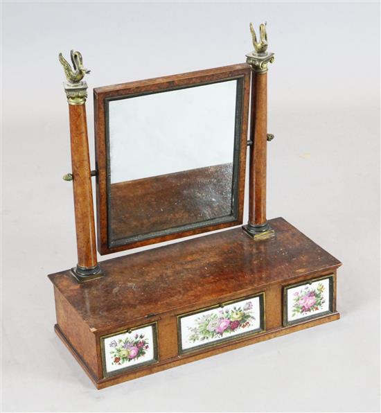 A French Restauration thuya wood and gilt metal mounted toilet mirror, W.1ft 8in. D.9in. H.1ft 10in.